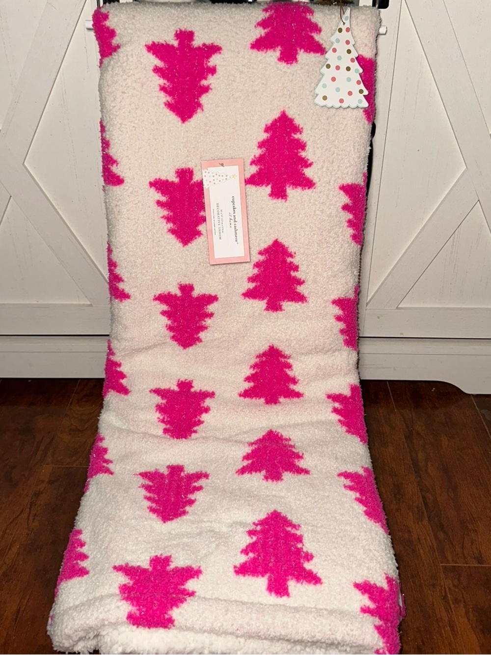 Cupcakes & Cashmere Cozy Holiday Pink Christmas Tree Throw Blanket